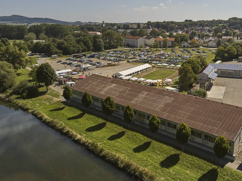 Luftbild des Stadthallenareals in Riedlingen